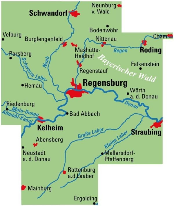 Fietskaart BVA/ADFC Regionalkarte Regensburg und Umgebung 1:75 000