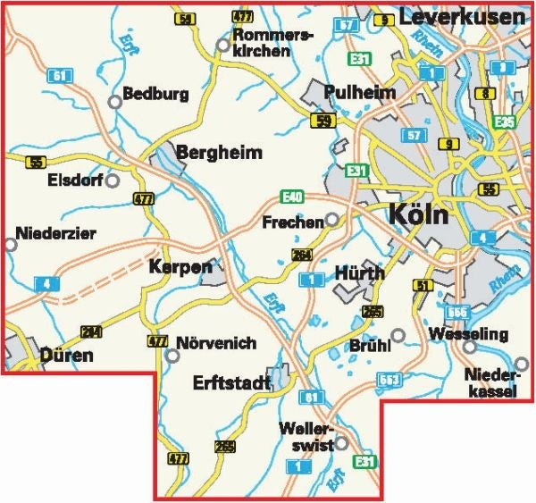 Cycling map BVA-Radwanderkarte Rhein-Erft-Kreis 1:50,000