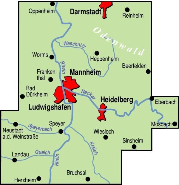 BVA-ADFC Regionalkarte Region Rhein/Neckar 1:75,000