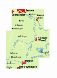Cycling map ADFC-Regionalkarte Bremen-Minden Mittelweser 1:75,000