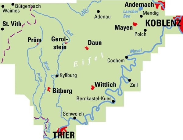 Bicycle map BVA-ADFC Regionalkarte Eifel/Mosel 1:75,000 (8.A 2023)