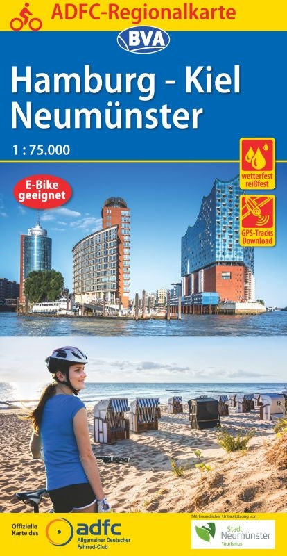 BVA-ADFC Regionalkarte Hamburg-Kiel NeumÃ¼nster 1:75.000 (1.A 2020)