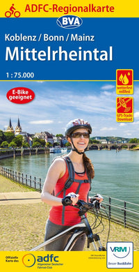 Cycling map ADFC-Regionalkarte Mittelrheintal-Koblenz/Bonn/Mainz 1:75,000