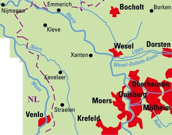 Fietskaart BVA-ADFC Regionalkarte Niederrhein Nord 1:75.000