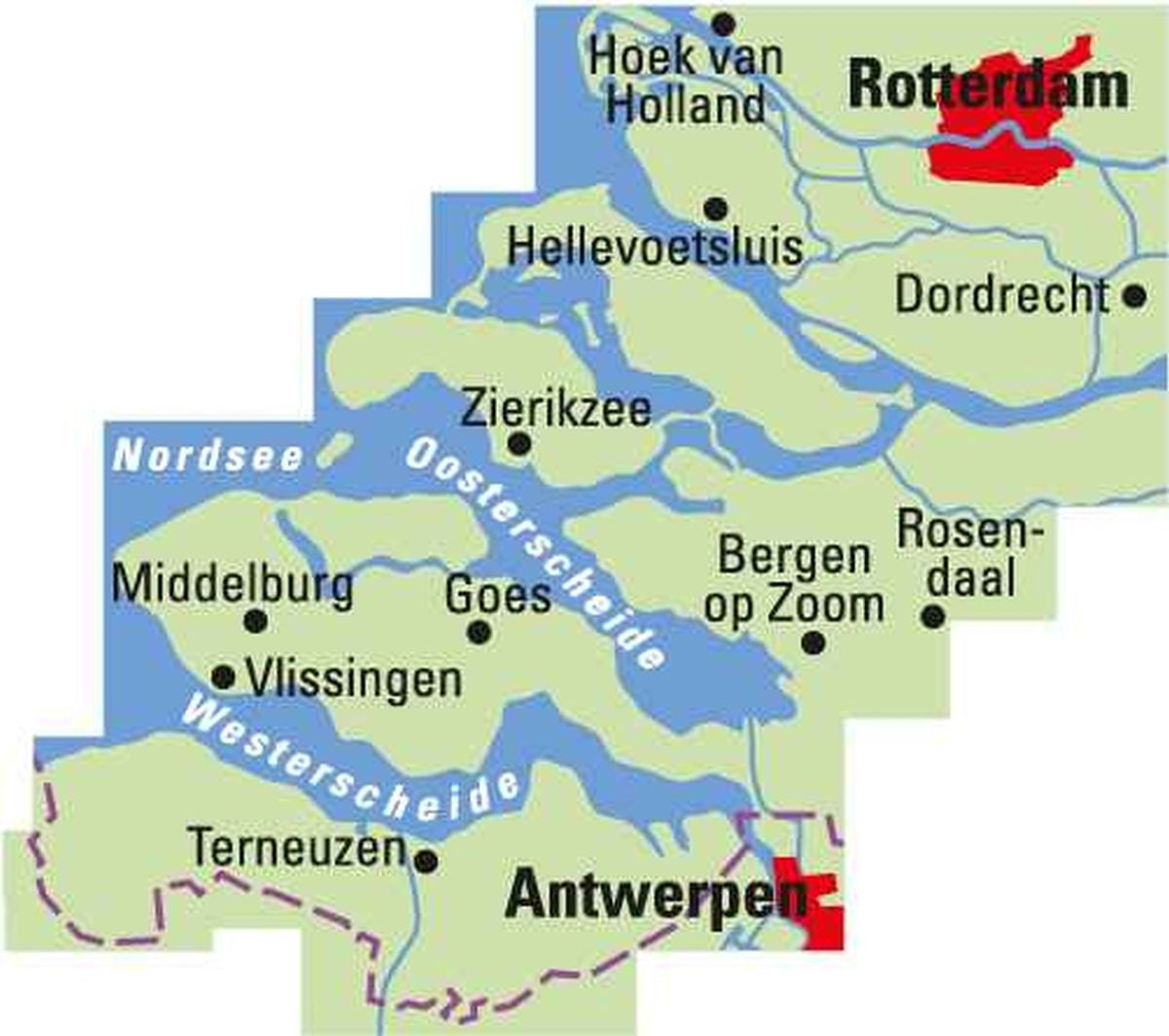Cycling map ADFC Zealand Rotterdam 1:75,000