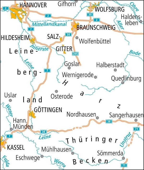 Cycling map ADFC Radtourenkarte 12 Harz/Leinetal 1:150,000 (2019)