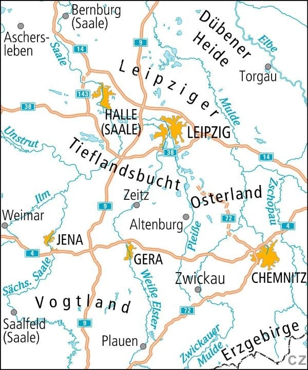 Fietskaart ADFC Radtourenkarte 13 Saale - Westliches Erzgebirge 1:150.000