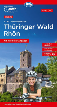 Fietskaart ADFC Radtourenkarte 17 ThÃ¼ringer Wald - RhÃ¶n 1:150.000