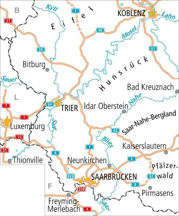 Fietskaart ADFC Radtourenkarte 19 Saarland - Mosel 1:150.000 (2023)