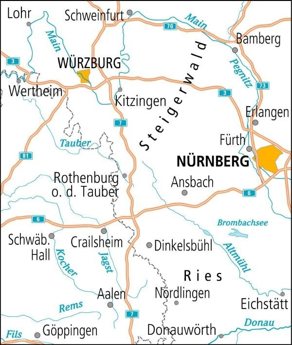Fietskaart ADFC Radtourenkarte 21 Mainfranken - Taubertal 1:150.000