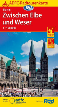 Fietskaart ADFC Radtourenkarte 6 Zwischen Elbe und Weser 1:150.000 (2018)