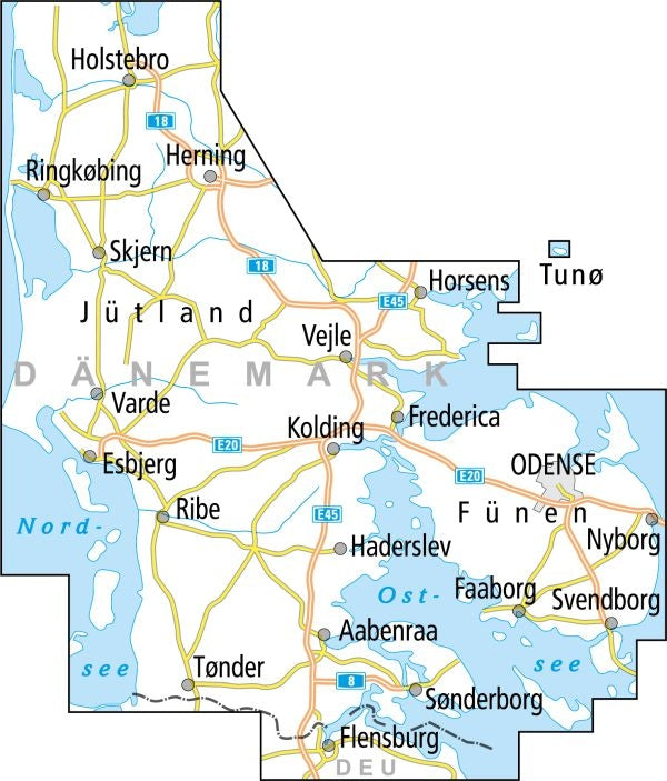 Cycling map Dänemark Jütland Süd/Fünen Blatt DK2