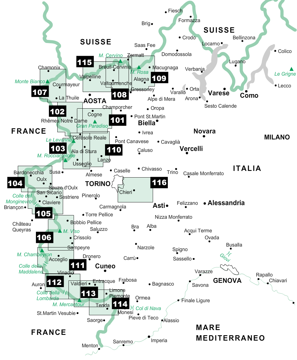 Wandelkaart Italiaanse Alpen Blad 106 - Monviso 1:25.000