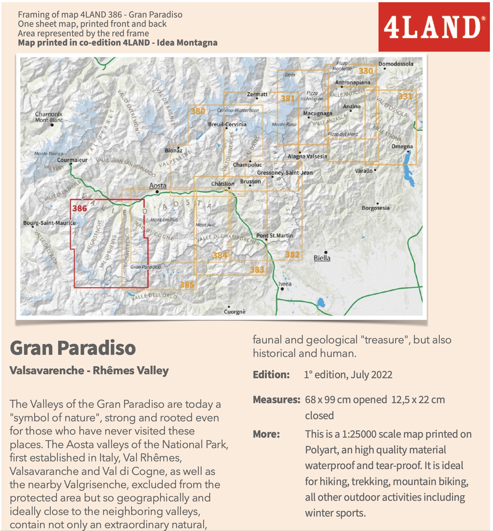Hiking map Italian Alps Gran Paradiso - Valle di Cogne (385) 1:25,000