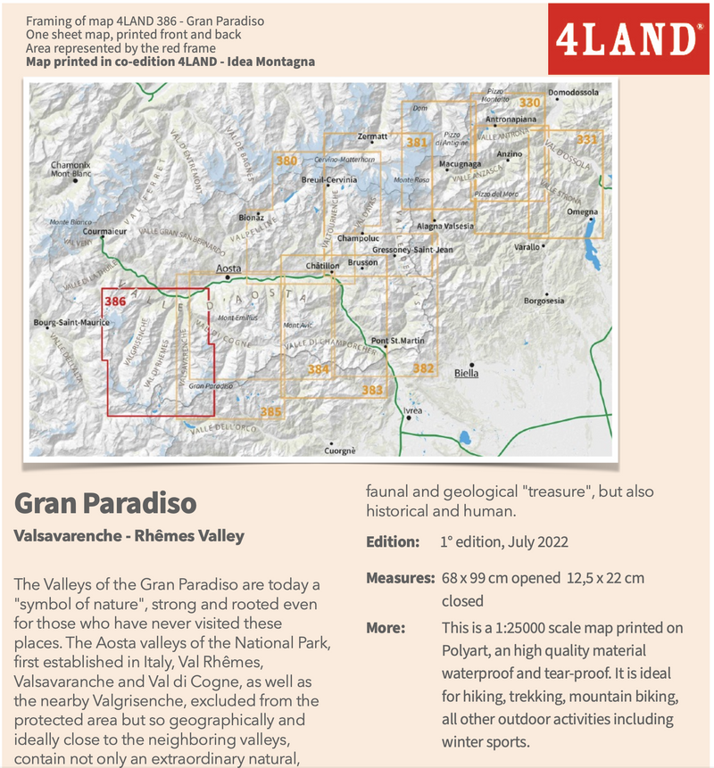 Wandelkaart Italiaanse Alpen Gran Paradiso - Valle di Cogne (385) 1:25.000
