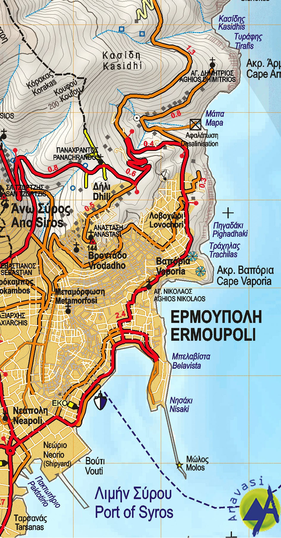 Wandelkaart Hike & Explore Syros 1:25.000 (10.22)
