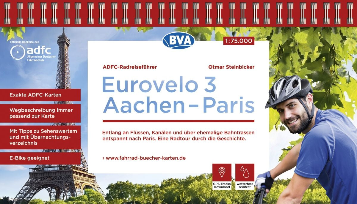 Fietsgids Eurovelo 3 Aachen-Paris 1:75.000