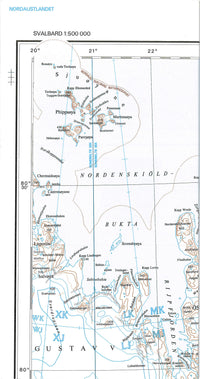 Kart Svalbard Nordauslandet 1:500,000 (Sheet 4)