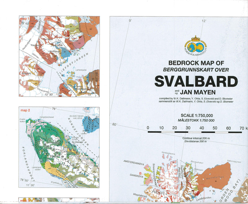 Bedrock Map of Svalbard and Jan Mayen (Berggrunnskart) 1:750,000