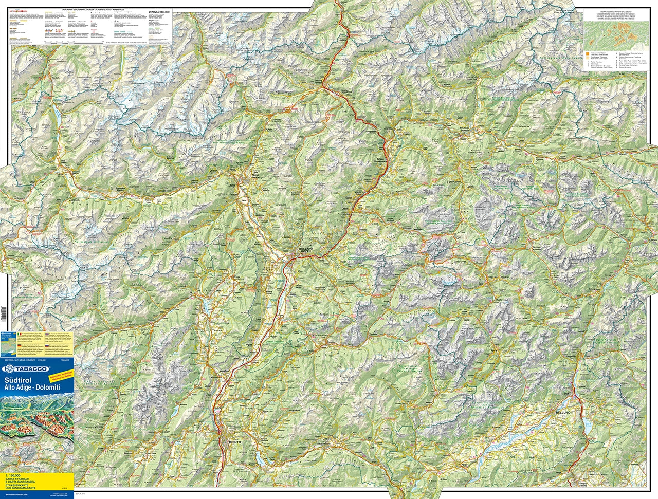 Road map South Tyrol / Alto Adige - Dolomiti road map 1:150,000